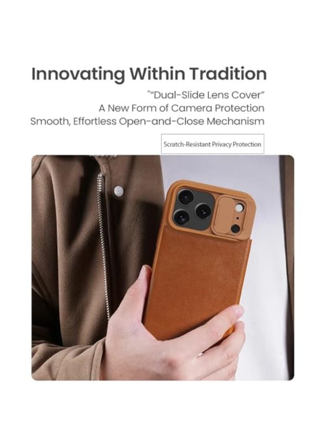 general Case Compatible with iPhone 17 Pro Max, PU Leather Flip Case Built-in Card Slot, Slide Camera Cover Lens Privacy Protection Shockproof Protective Cover - Image 3