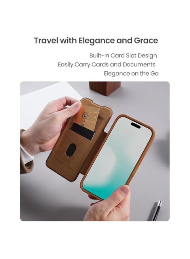 general Case Compatible with iPhone 17 Pro Max, PU Leather Flip Case Built-in Card Slot, Slide Camera Cover Lens Privacy Protection Shockproof Protective Cover - Image 4