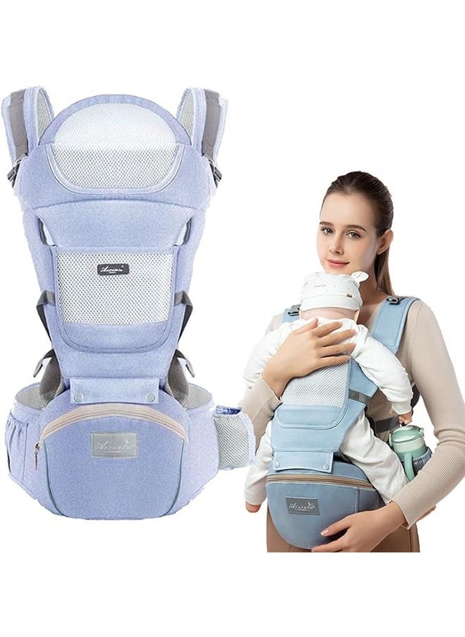 Arabest Multifunction Baby Strap Waist Stool Hip Seat Baby Carrier, Suitable For 0-36 Months Baby,6 in 1 Carrying Mode,Adjustable Size, Very Suitable For Hiking Shopping Trip (Blue)  - Image 1