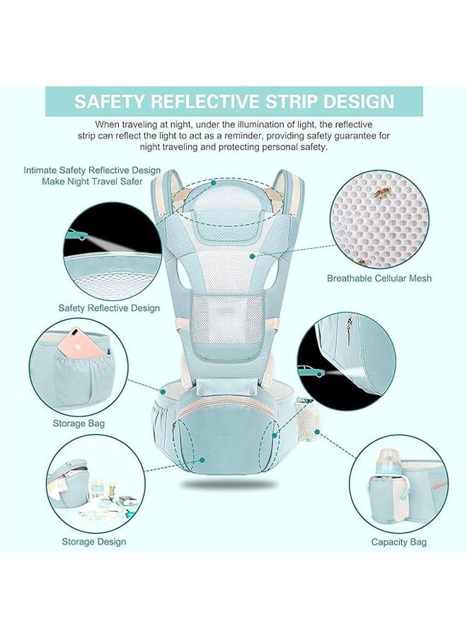 Arabest Multifunction Baby Strap Waist Stool Hip Seat Baby Carrier, Suitable For 0-36 Months Baby,6 in 1 Carrying Mode,Adjustable Size, Very Suitable For Hiking Shopping Trip (Blue)  - Image 2