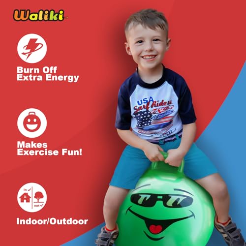 WALIKI Hop Ball Toy for Boys and Girls 3 4 5 and 6 Years old | 18” Green Hopper Jumping Therapy Ball for Kids | Outdoor Toys for Kids Who Love Hopping - Image 2