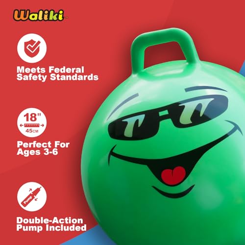 WALIKI Hop Ball Toy for Boys and Girls 3 4 5 and 6 Years old | 18” Green Hopper Jumping Therapy Ball for Kids | Outdoor Toys for Kids Who Love Hopping - Image 3