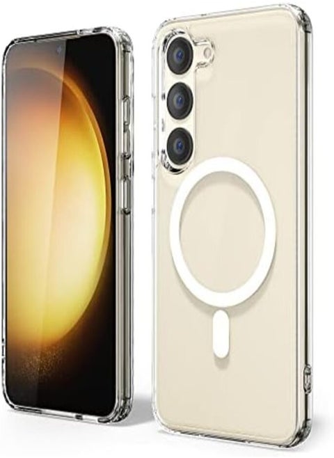 Ten tech Magnetic Clear Case Designed Samsung Galaxy S23 Plus– Compatible with MagSafe Charger, Support Magnetic Car Mount Wireless Charging, Soft Press Buttons Scratch Resistant – ten tech