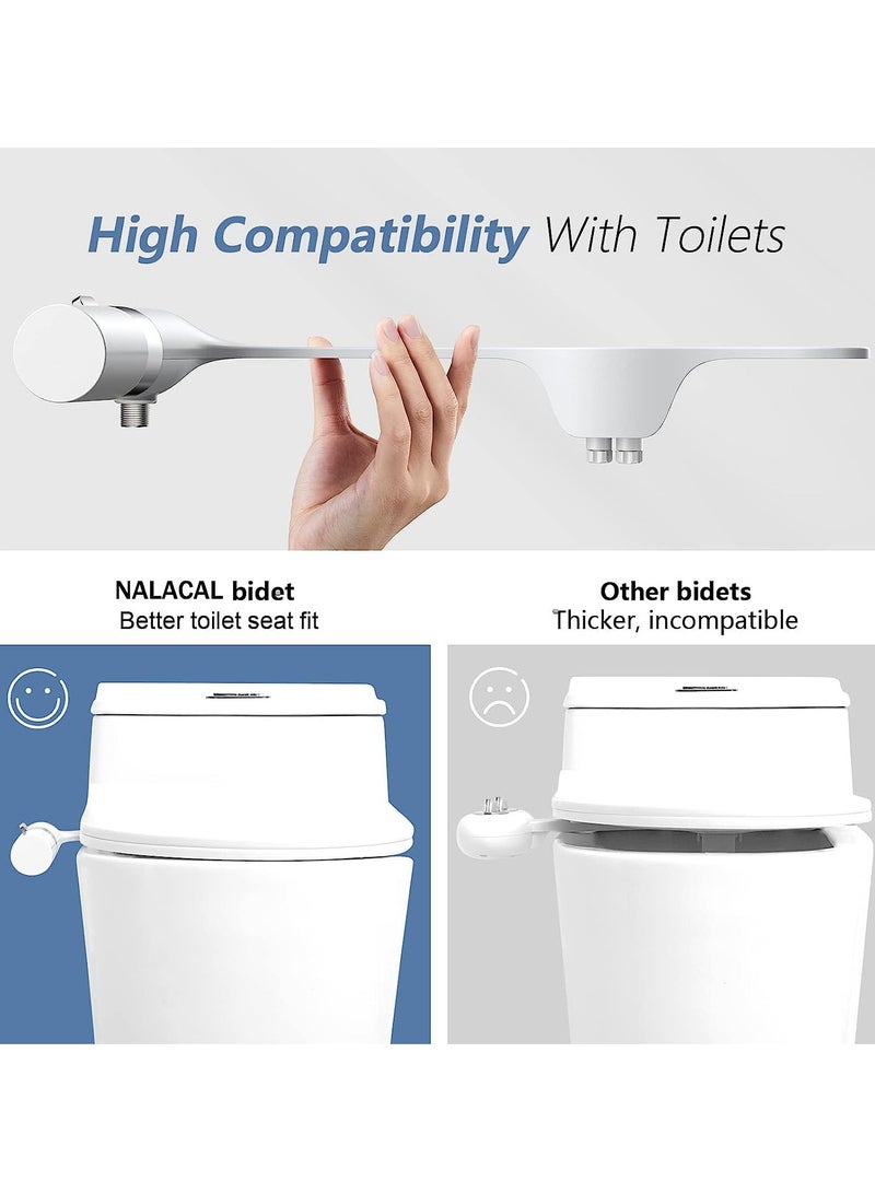 SYOSI Ultra-Slim Bidet Attachment for Toilet Dual Nozzle, Hygienic Bidets for Existing Toilets, Adjustable Water Pressure Cold Water Sprayer Baday, Rear and Feminine Wash - Image 2