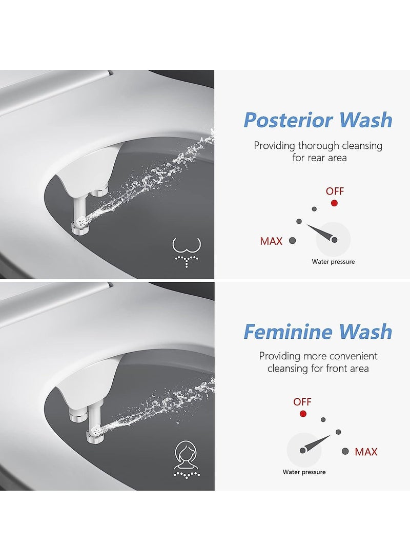 SYOSI Ultra-Slim Bidet Attachment for Toilet Dual Nozzle, Hygienic Bidets for Existing Toilets, Adjustable Water Pressure Cold Water Sprayer Baday, Rear and Feminine Wash - Image 5