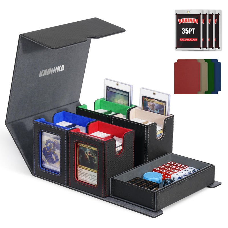 Kabinka Card Deck Box for MTG Commander Holds 400 DoubleSleeved Cards 5 IN 1 Detachable Card Case with Dice Tray Fits MagicTCG Cards 4 Magnetic Card Holders Dividers Colorful - Image 2