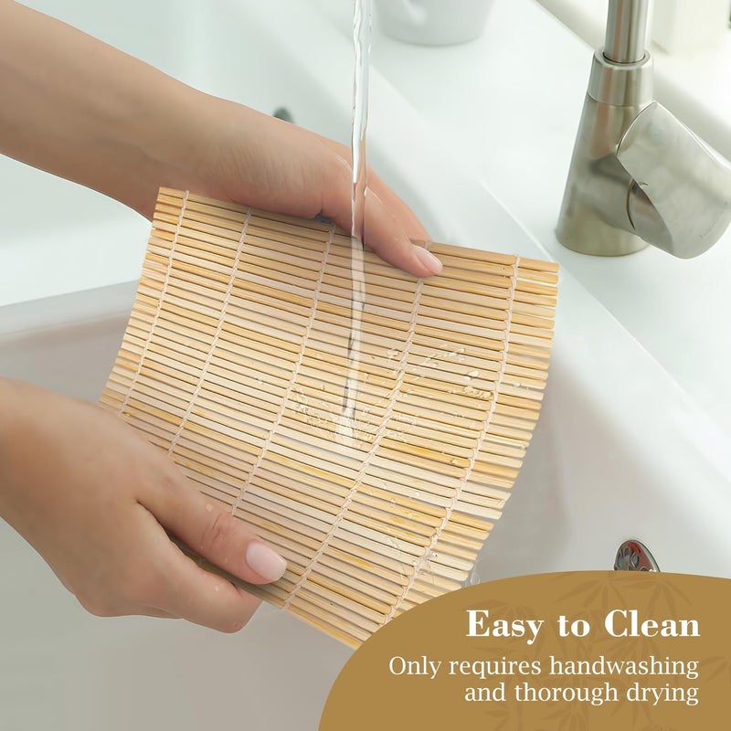 Fusion Select 1 Pk Bamboo Sushi Mat - Sushi Roller Mat for Making, Shaping & Molding Sushi Roll & Kimbap - Food-Safe Sushi Making Supplies, Tools & Accessories - Made of Natural Bamboo - 9.5x9.5 - Image 5