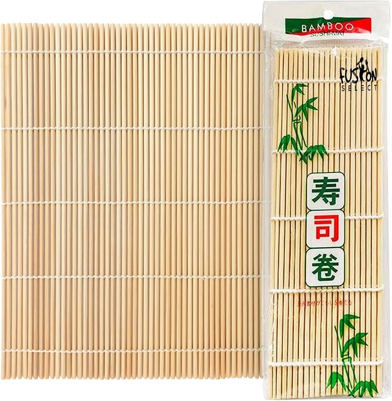 Fusion Select 1 Pk Bamboo Sushi Mat - Sushi Roller Mat for Making, Shaping & Molding Sushi Roll & Kimbap - Food-Safe Sushi Making Supplies, Tools & Accessories - Made of Natural Bamboo - 9.5x9.5 - Image 1