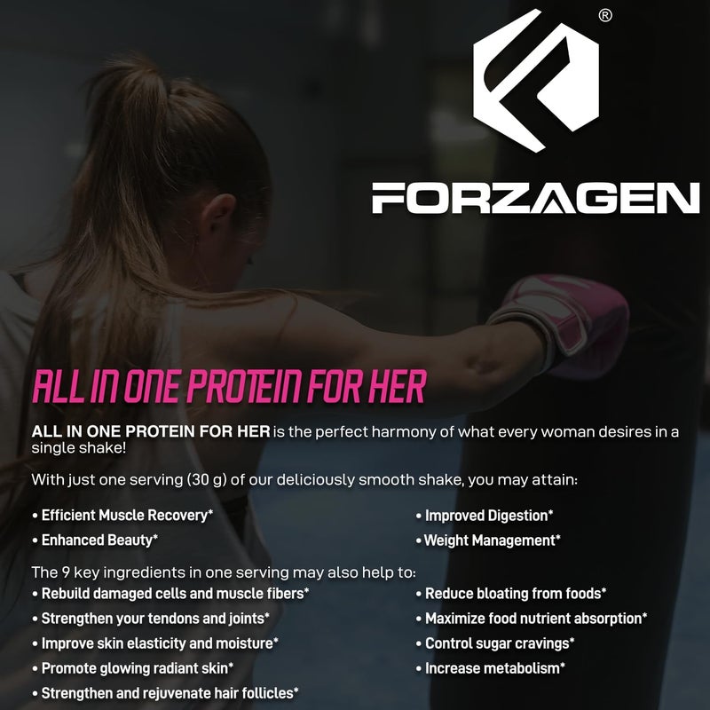 Forzagen All in One Protein for Her  Womens Protein Powder with Multi Collagen Peptides  Hydrolyzed Collagen Supplement Gut Health Great for Pre  Post Workout  Dutch Chocolate 30 Servings - Image 5