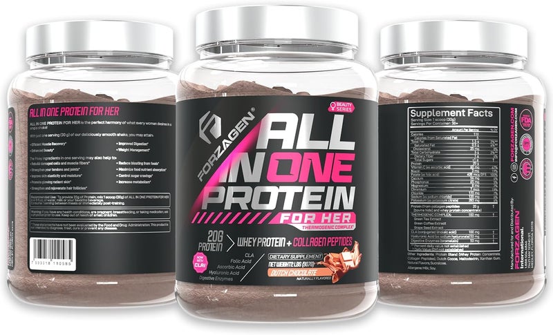 Forzagen All in One Protein for Her  Womens Protein Powder with Multi Collagen Peptides  Hydrolyzed Collagen Supplement Gut Health Great for Pre  Post Workout  Dutch Chocolate 30 Servings - Image 2