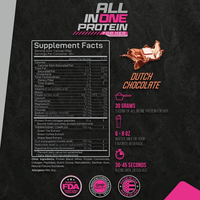 Forzagen All in One Protein for Her  Womens Protein Powder with Multi Collagen Peptides  Hydrolyzed Collagen Supplement Gut Health Great for Pre  Post Workout  Dutch Chocolate 30 Servings - Image 3