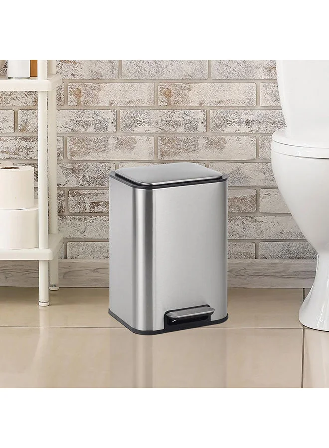 DANUBE HOME Falcon 6L Pedal Bin Stainless Steel With Plastic Inner Bucket For Kitchen Bathroom And Offices L 22.5 X W 23.5 X H 32.5 Cm  Silver