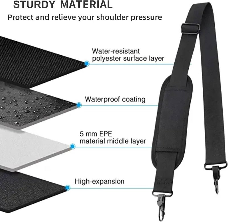 Ytonet Shoulder Strap, 52" Universal Adjustable Padded Laptop Shoulder Strap Replacement Comfortable Belt with Metal Hooks for Laptop Messenger Crossbody Bag Luggage Duffel Camera, Black - Image 5