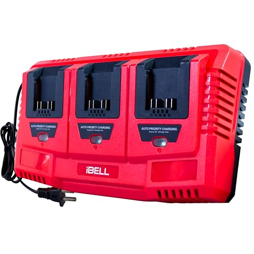 IBELL TOOLS iBELL One Power Series Li-Ion Tri Charger |3 Slot 21V Battery Charger with USB Port| 65W Fast Charging | 3A Output | AC 100-240V~ 50/60Hz Input | Priority Sequential Charging. - Image 1