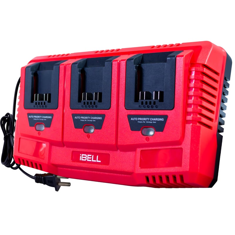 IBELL TOOLS iBELL One Power Series Li-Ion Tri Charger |3 Slot 21V Battery Charger with USB Port| 65W Fast Charging | 3A Output | AC 100-240V~ 50/60Hz Input | Priority Sequential Charging. - Image 4