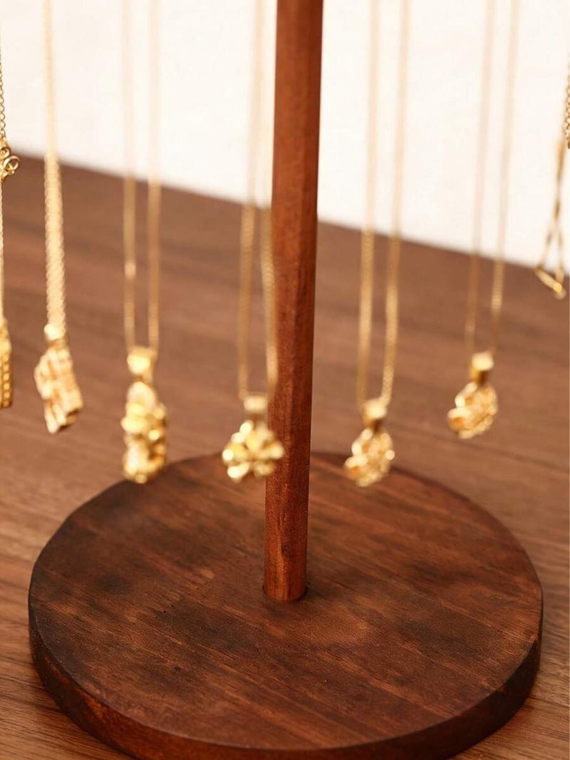 Shein Walnut Wood Necklace Display Stand with Fixed Hooks, Vertical Rack for Necklaces, Pendants & Bracelets - Home Desk Decor, 18 High-Quality Hooks - Image 5