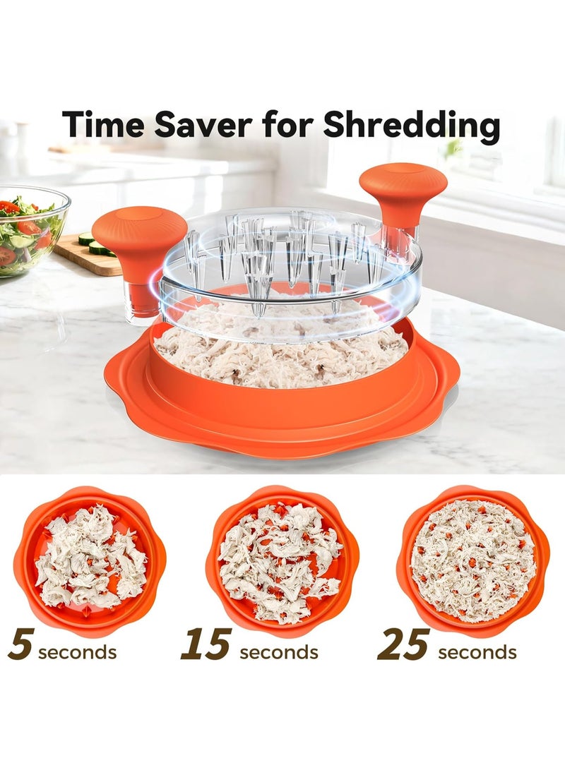 NANAO 10" Pro Chicken Shredder Tool Twist Large for Kitchen, BPA-Free Food-Safe Meat Grinder, Visible Chicken Breast Meat Shredder with Strong Anti-Slip Bottom & Ergonomic Handle, Orange - Image 3