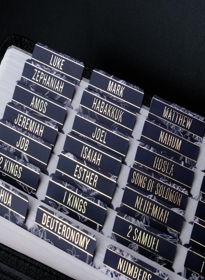 UPAFEXXI-Laminated Bible Tabs for Women and Men (Gold Foil Embossed Lettering) Reposition Large Print tabs, Easy to Read and Apply, 80 Bible Chapters Labels for Easy Navigation (Blue and Floral) - Image 4