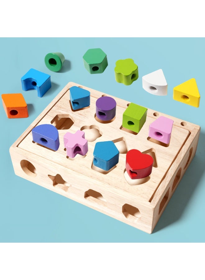 General 3 in 1 Montessori Wooden Sorting and Lacing Toy Set, Geometric Shape Matching Beads Sequencing Game for Toddlers, Color Sorting Stacking Fine Motor Skills Learning Toys for Kids Age 3+  - Image 4