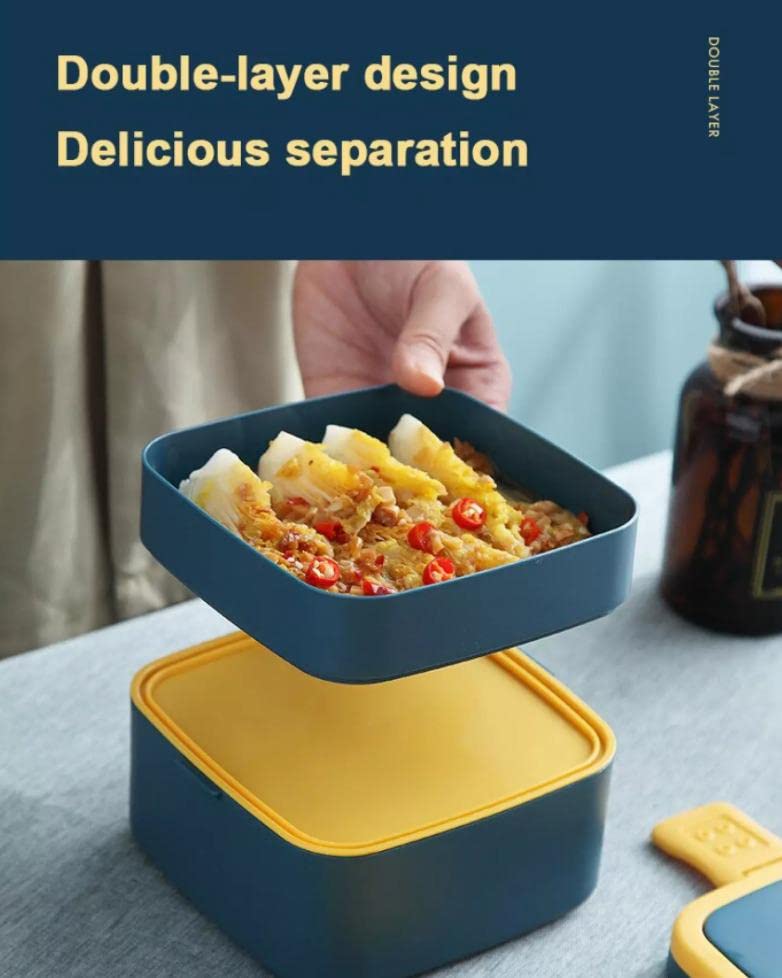 Mayatra's Double-Layer Airtight Square Lunch Box with Handle , 2 Compartment Tiffin with Handle & Push Lock , Plastic Tiffin Box for Travelling, School Kids & Office Exclusive. - Image 3