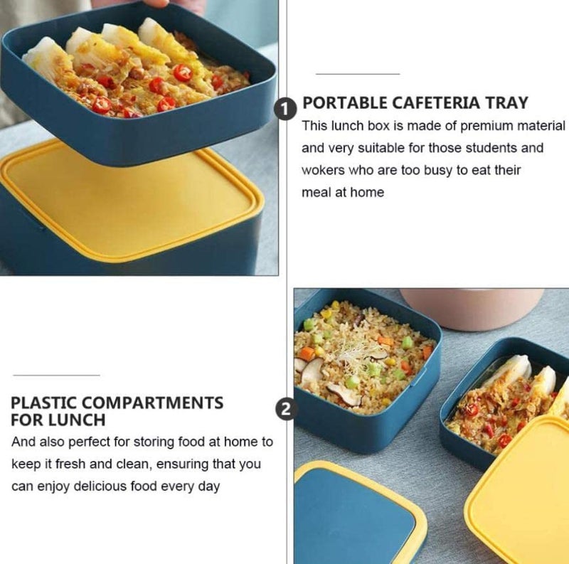 Mayatra's Double-Layer Airtight Square Lunch Box with Handle , 2 Compartment Tiffin with Handle & Push Lock , Plastic Tiffin Box for Travelling, School Kids & Office Exclusive. - Image 4