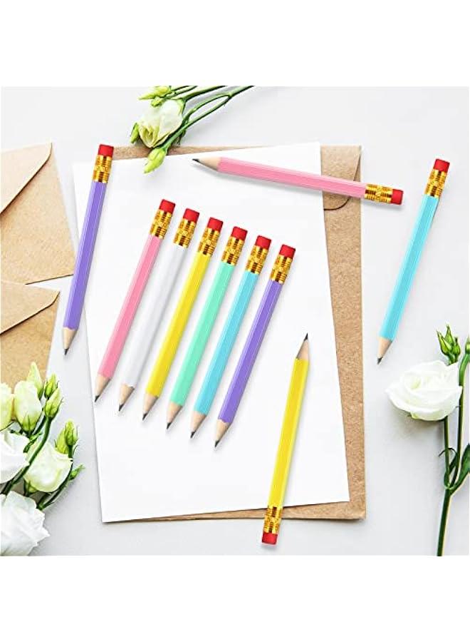 Arabest 48 Golf Pencils Mini with Eraser Short Bulk Small for Kids Writing Pocket School Office Bridal - Pink Yellow Purple Blue White Green - Image 4