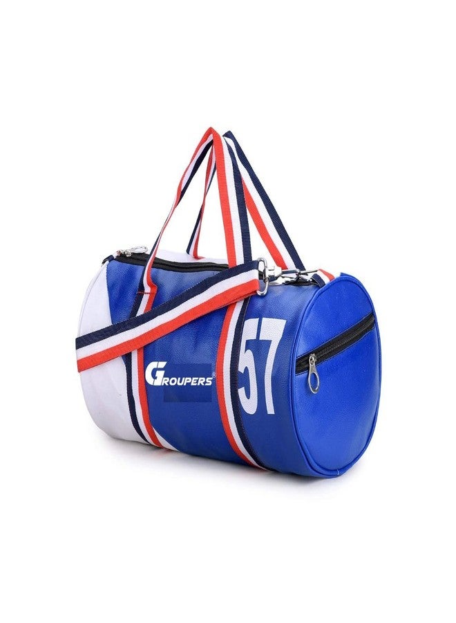 Groupers 20-25L Foldable Gym Bag Combo - Blue & White Duffle with Shoe Compartment + 500ml Shaker, Lightweight Water-Resistant Travel & Weekender Bag for Men & Women - Image 5