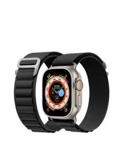 Nylon Watch Band Compatible with Apple Watch 42mm/44mm/45mm/49mm Ladies and Mens, Adjustable Sport with Metal G-Hook Braided Strap for iWatch Ultra Series SE 8/7/6/5/4/3/2/1 Black