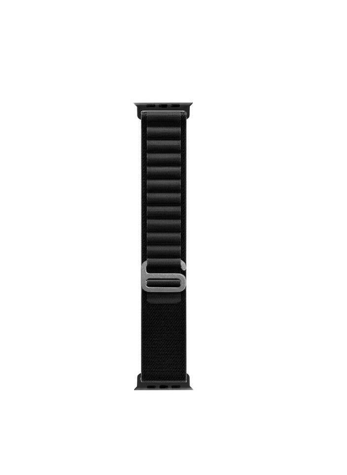 Alpine - Nylon Watch Band Compatible with Apple Watch 42mm/44mm/45mm/49mm Ladies and Mens, Adjustable Sport with Metal G-Hook Braided Strap for iWatch Ultra Series SE 8/7/6/5/4/3/2/1 Black - Image 1