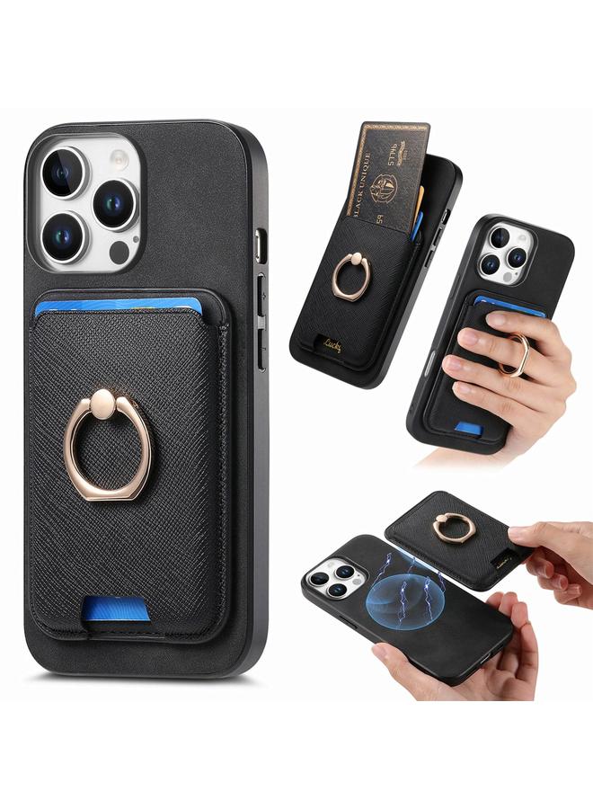 Zaboon Case For iPhone 13 Pro Retro Cross Leather Card Bag MagSafe Phone Case - Image 1