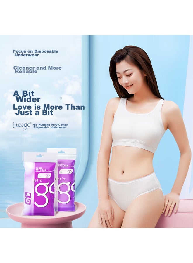 Free Go Freego Pure Cotton Disposable Underwear For Women, Sterilized, No-wash, 5 Individually Packed, Maternity Underwear For Travel And Business Trips, White, Size M - Image 3