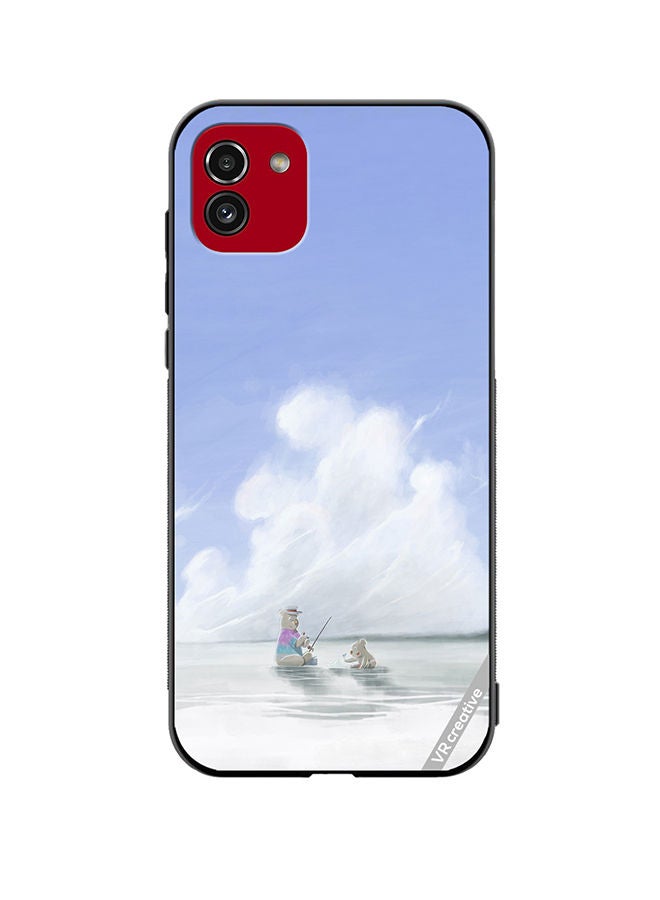 VR CREATIVE Protective Case Cover For Samsung Galaxy A03 Fishing Bear Design Multicolour - Image 1