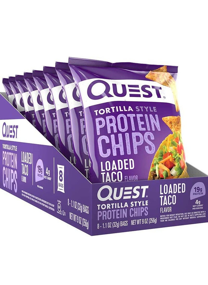 Quest - Tortilla Style Protein Chips, Quest, Loaded Taco, 8 Bags - Image 1
