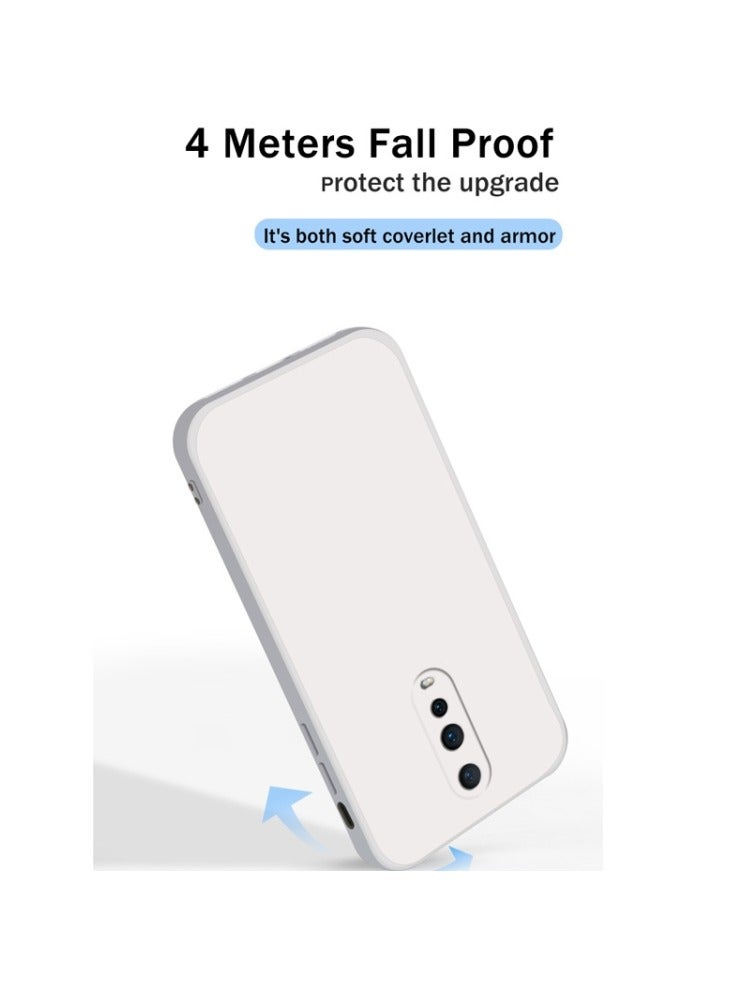 حافظة لهاتف OPPO R17 Pro ذات لون خالص من السيليكون السائل المقلد بحافة مستقيمة ومقاومة للسقوط وتغطية كاملة باللون الأسود