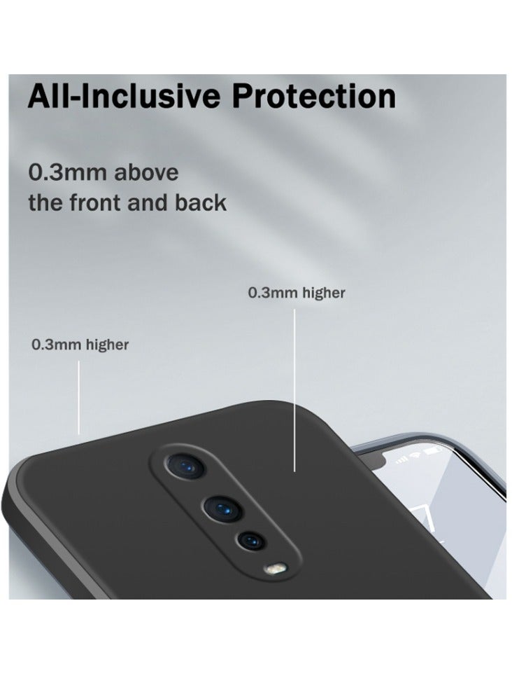 حافظة لهاتف OPPO R17 Pro ذات لون خالص من السيليكون السائل المقلد بحافة مستقيمة ومقاومة للسقوط وتغطية كاملة باللون الأسود