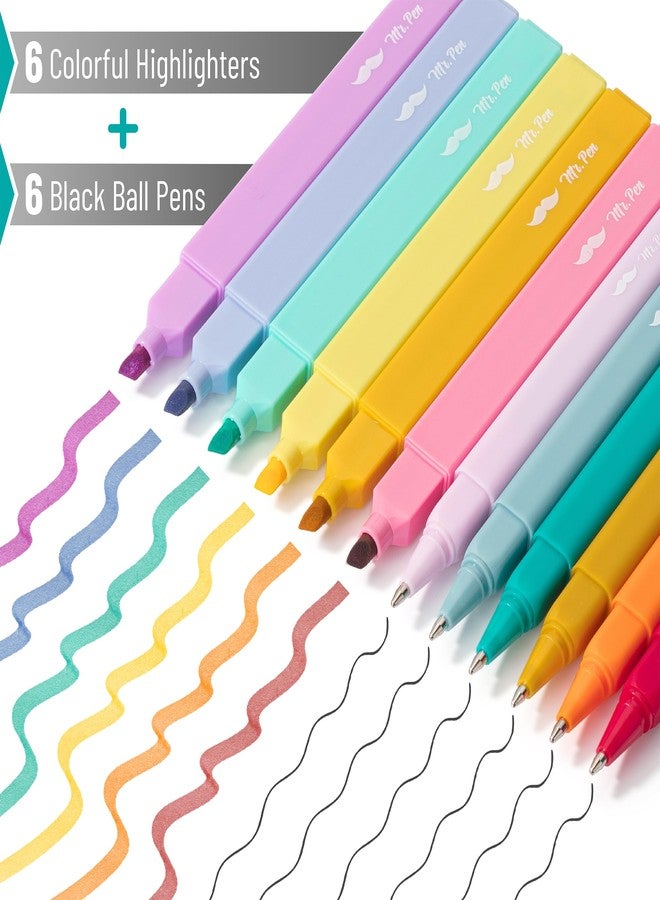 Mr. Pen- Aesthetic Highlighters and Pens No Bleed, 12 Pack, Assorted Color Bible Highlighters No Bleed, Black Ink Bible Pens, Highlighter Pens, No Bleed Highlighters for Bibles, Bible Pens - Image 2