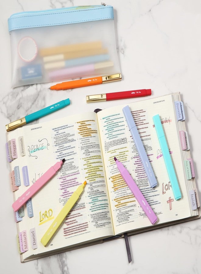 Mr. Pen- Aesthetic Highlighters and Pens No Bleed, 12 Pack, Assorted Color Bible Highlighters No Bleed, Black Ink Bible Pens, Highlighter Pens, No Bleed Highlighters for Bibles, Bible Pens - Image 4