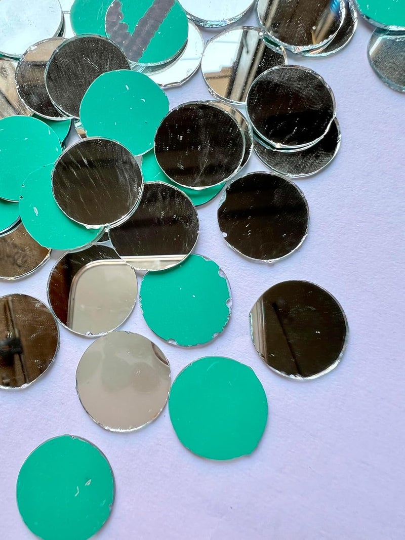 MIRROR GLASS WORLDWIDE MIRROR GLASS WORLDWIDE Round Shape Mirrors 18 mm Diameter 140 Pieces 100gm Ideal for Lippan Art Mandala Fabric Crafts and Jewelry Making  - Image 2