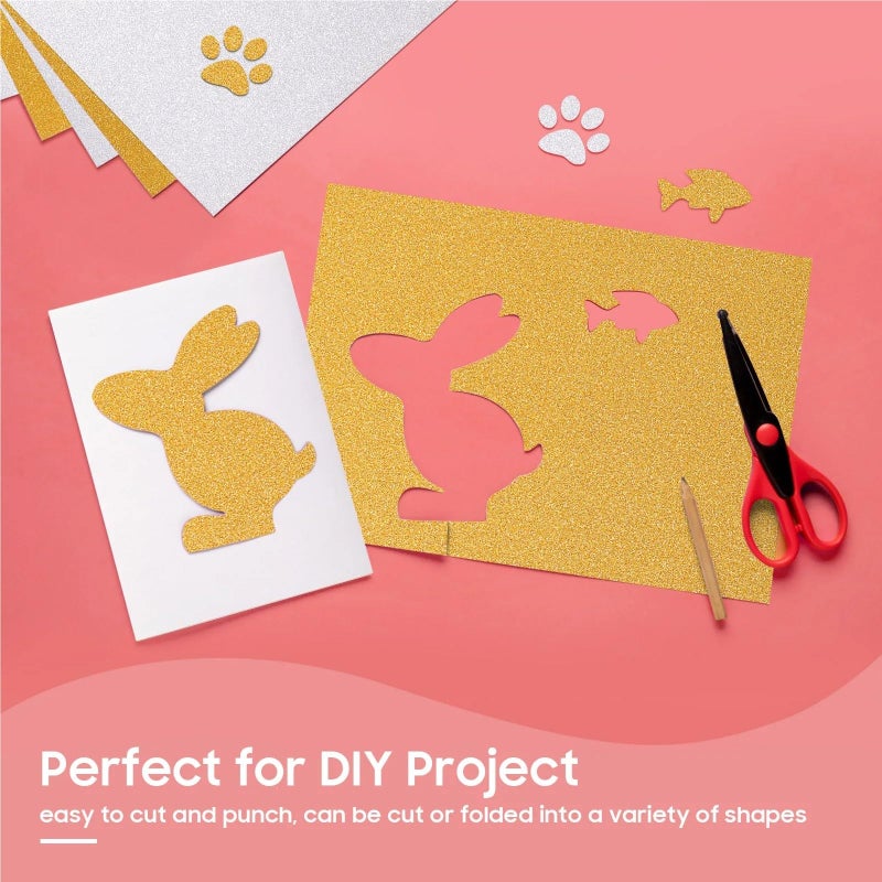 ورق الكرتون اللامع 20 ورقة ملونة مستلزمات حرفية براقة للمشاريع - Image 4