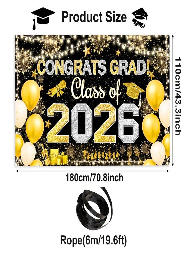 Famoby Congrats Grad Class of 2026 Hanging Banner Fabric Sign Poster Background Balloons Photo Booth Backdrop for Graduation Party Decoration - Image 2