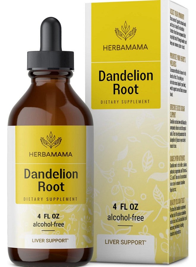 HERBAMAMA Dandelion Root Tincture Organic Dandelion Liquid Drops Dandelion Root Liquid Extract Supplements 4 Fl Oz - Image 1