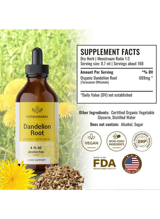 HERBAMAMA Dandelion Root Tincture Organic Dandelion Liquid Drops Dandelion Root Liquid Extract Supplements 4 Fl Oz - Image 3