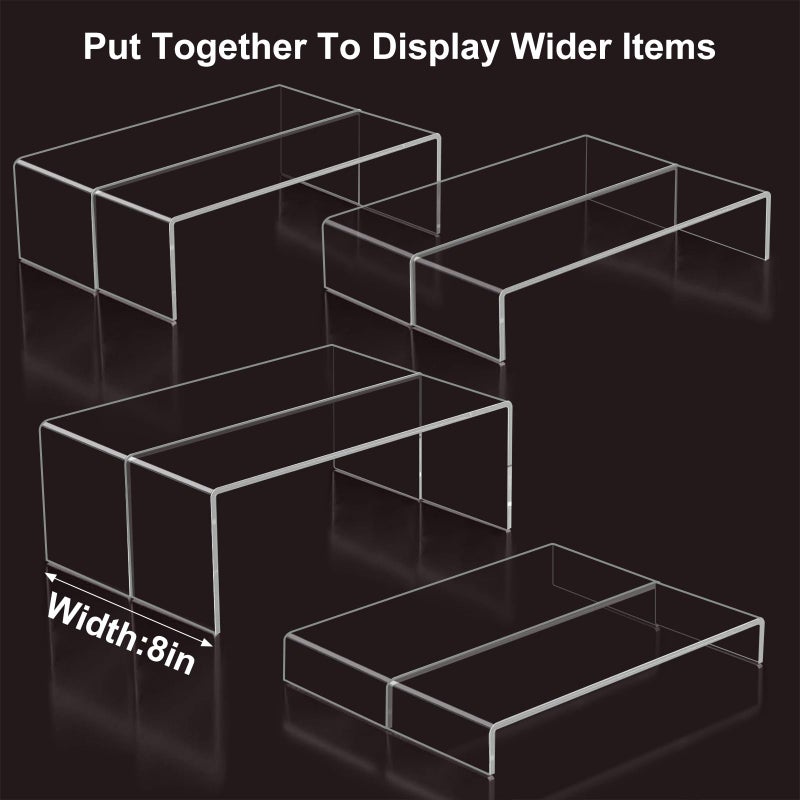 Blaithom Acrylic Display Riser Stand,5mm Thickness, 12'' Length Tier Display Stands, Thickened to 0.2''(5mm) Acrylic Shelf Risers for Perfume Display,Risers for Buffet Table,Cupcake Stand,Pop Figurines,Tumbler,Food,8Pcs - Image 5