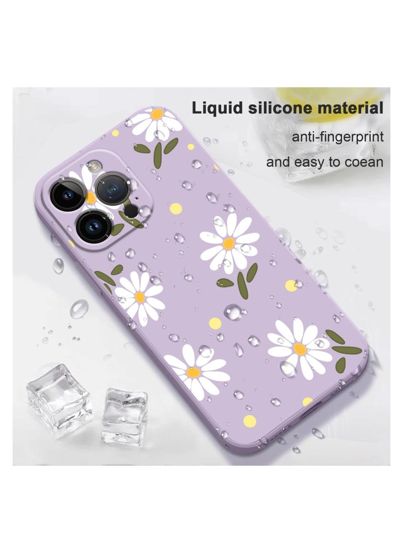Generic - for iPhone 15 Pro Max Cases, Case for iPhone 15 Pro Max Side Chrysanthemum Pattern Design, Soft Shockproof Camera Lens Protector for iPhone 15 Pro Max Case Woman Flower-Light Purple  1 - Image 1
