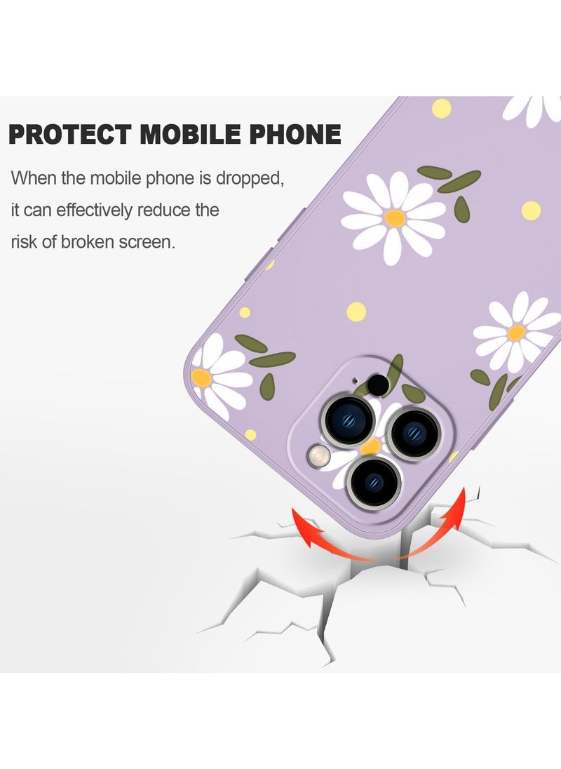 Generic - for iPhone 15 Pro Max Cases, Case for iPhone 15 Pro Max Side Chrysanthemum Pattern Design, Soft Shockproof Camera Lens Protector for iPhone 15 Pro Max Case Woman Flower-Light Purple  1 - Image 1