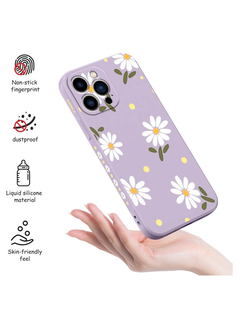 Generic - for iPhone 15 Pro Max Cases, Case for iPhone 15 Pro Max Side Chrysanthemum Pattern Design, Soft Shockproof Camera Lens Protector for iPhone 15 Pro Max Case Woman Flower-Light Purple  1 - Image 1
