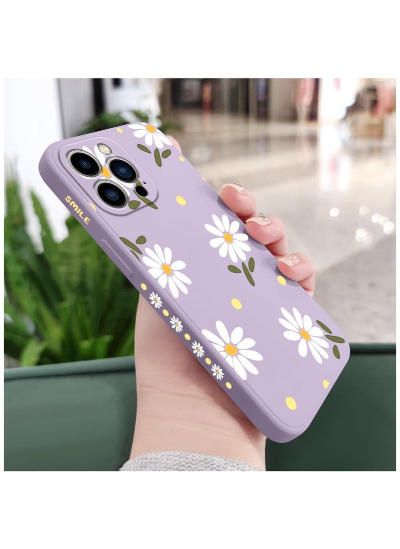 Generic - for iPhone 15 Pro Max Cases, Case for iPhone 15 Pro Max Side Chrysanthemum Pattern Design, Soft Shockproof Camera Lens Protector for iPhone 15 Pro Max Case Woman Flower-Light Purple  1 - Image 1