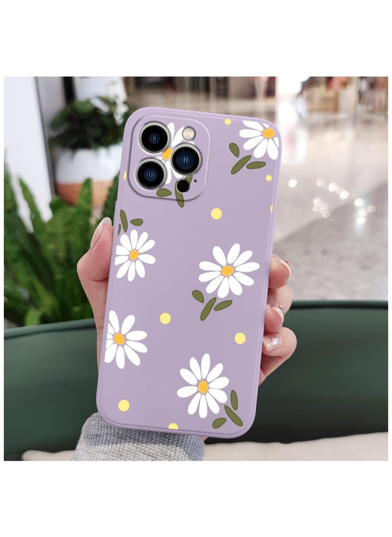 Generic - for iPhone 15 Pro Max Cases, Case for iPhone 15 Pro Max Side Chrysanthemum Pattern Design, Soft Shockproof Camera Lens Protector for iPhone 15 Pro Max Case Woman Flower-Light Purple  1 - Image 1