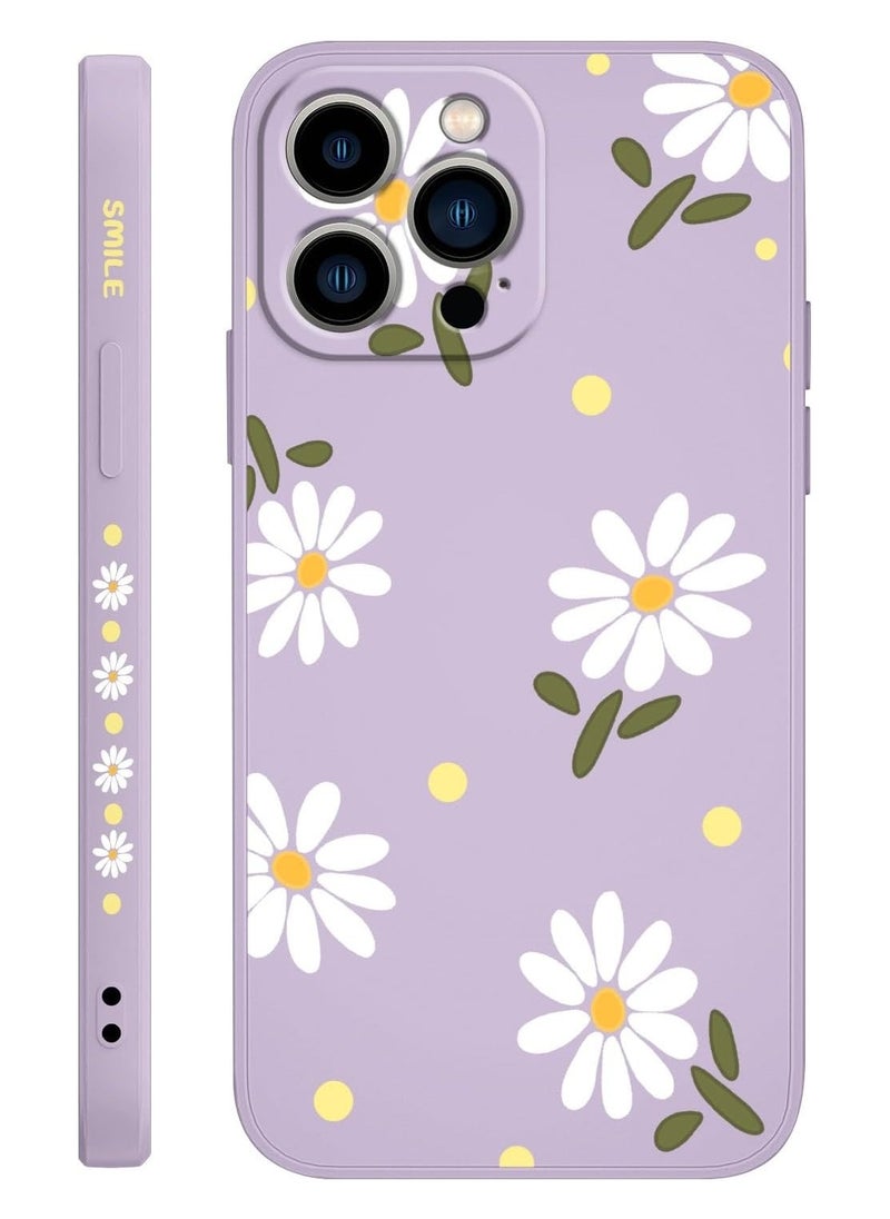Generic - for iPhone 15 Pro Max Cases, Case for iPhone 15 Pro Max Side Chrysanthemum Pattern Design, Soft Shockproof Camera Lens Protector for iPhone 15 Pro Max Case Woman Flower-Light Purple  1 - Image 1