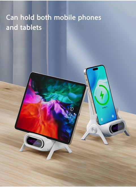 Wireless Charging Phone Stand, Adjustable Desktop Holder with Anti-Slip Base and Convenient Charging Port